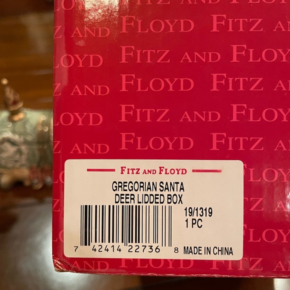 Fitz and Floyd Santa deer lidded trinket box from Georgian collection - Picture 7 of 17